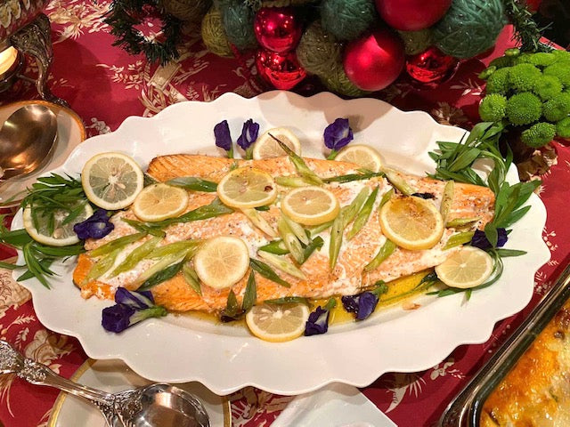 Baked Salmon with Spinach Sauce