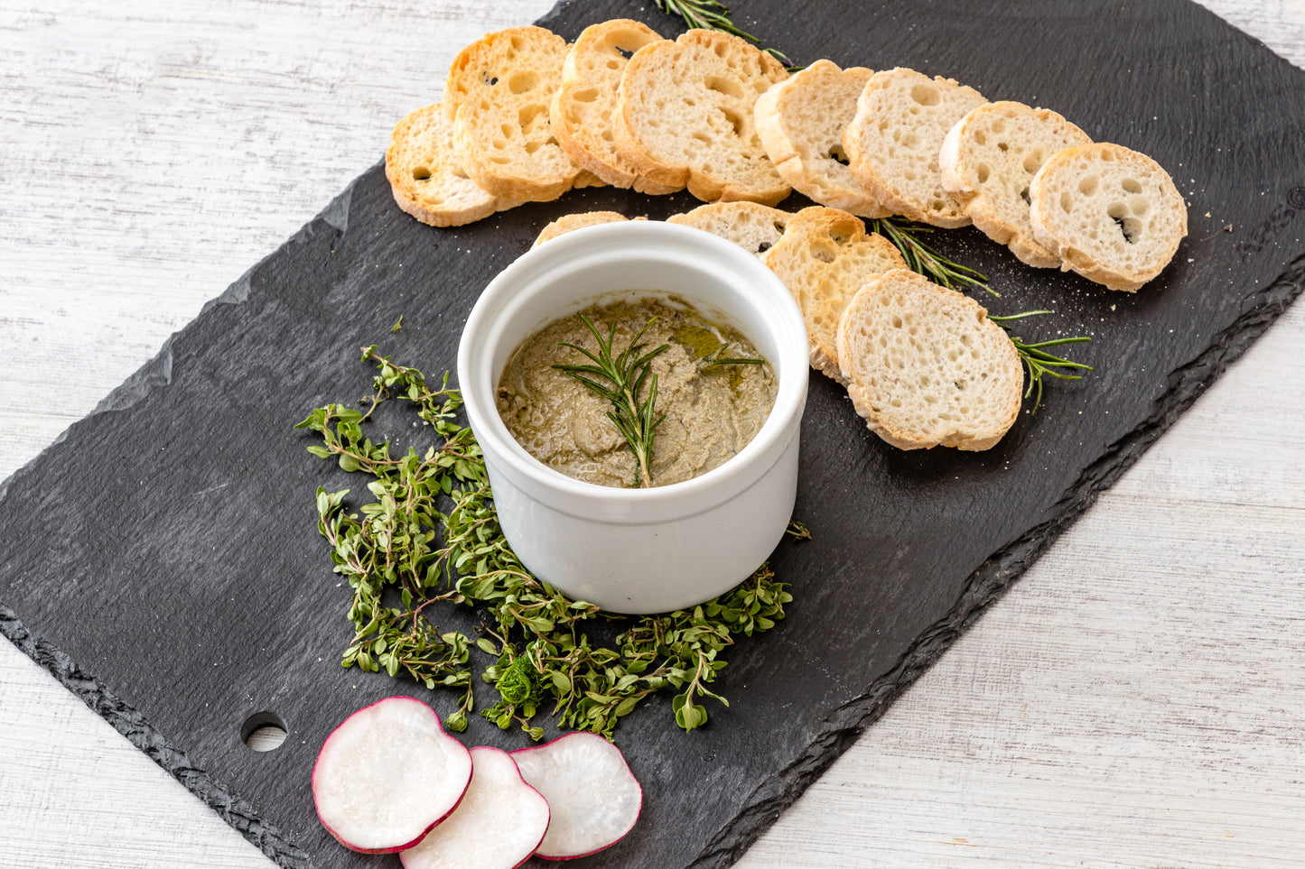 Chicken Liver Pate-400 grams with Melba Toast and white ceramic jar